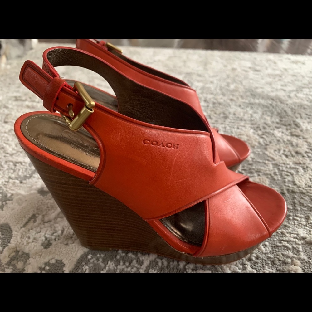 Coach Jamila Size 6 Red wedge sandal